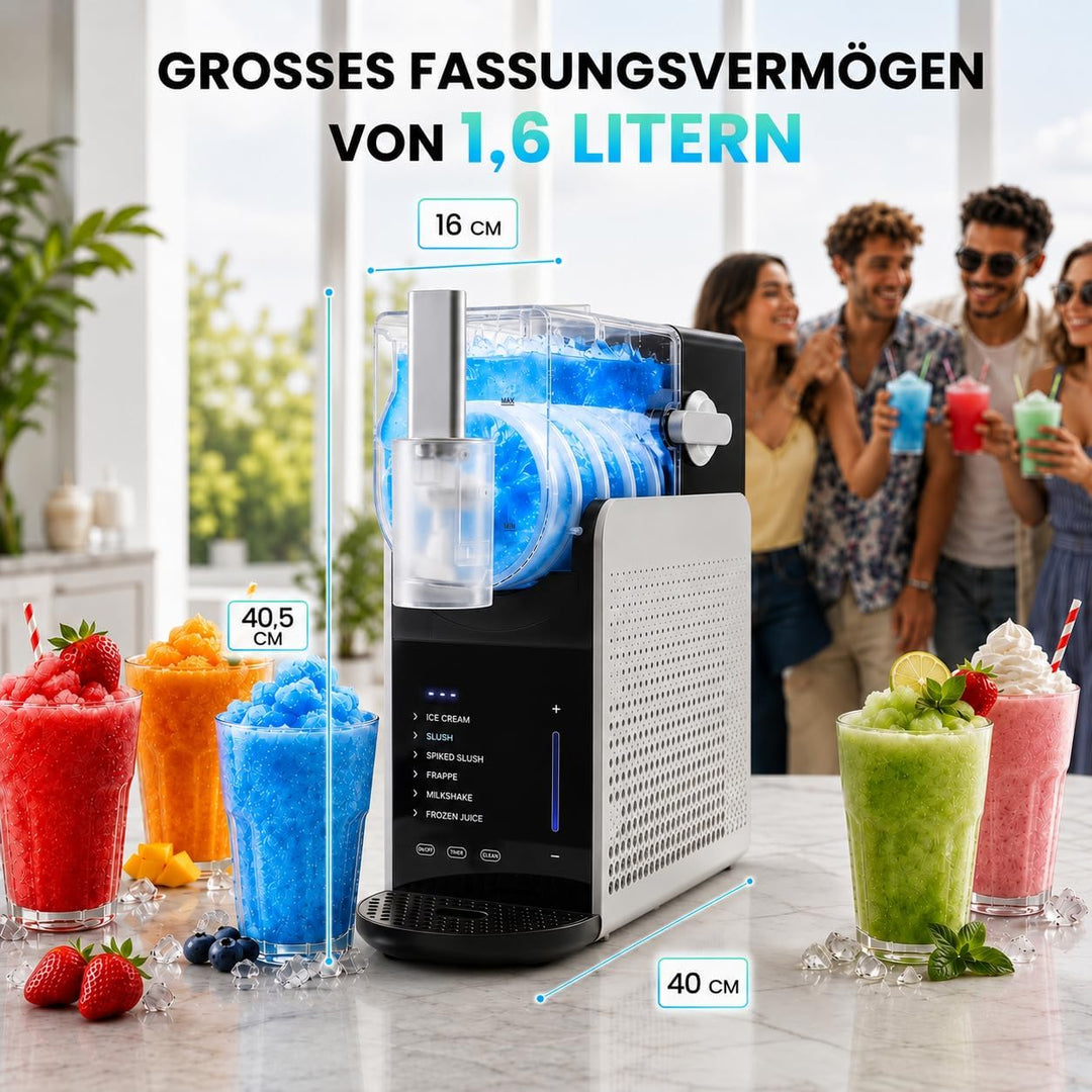Slush-Maschine – Slush Puppy Maschine 1,6L, 6 Programme, Granita Maschine für Eiskaltgetränke, Timer