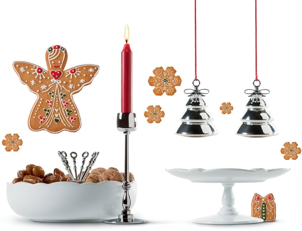 Alessi Dressed for X-Mas Schale für Trockenfrüchte und Süssigkeiten aus Porzellan, White, 21 x 22 x