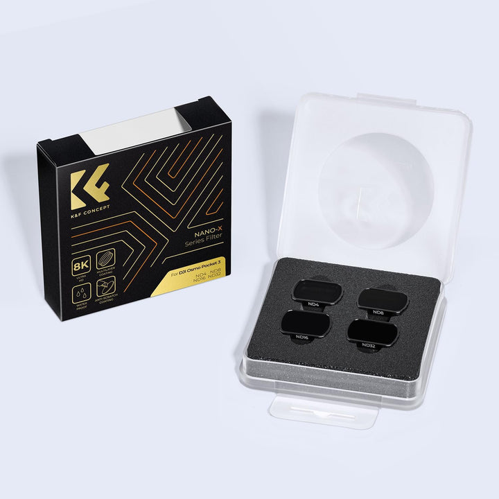 K&F CONCEPT magnetisches ND Filter Set, kompatibel mit DJI OSMO Pocket 3, 4er Pack ND4, ND8, ND16, N