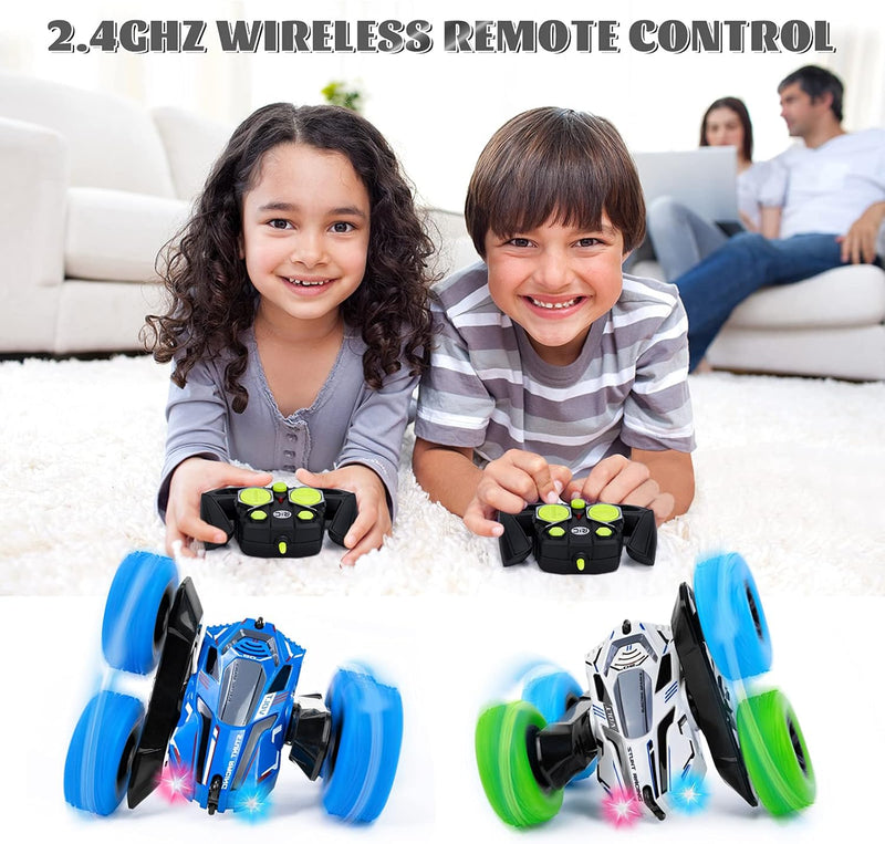 Ferngesteuertes Auto für Kinder RC Stunt 4WD 2.4 Ghz Fernbedienung 360° Flip Offroad mit Zwei auflad