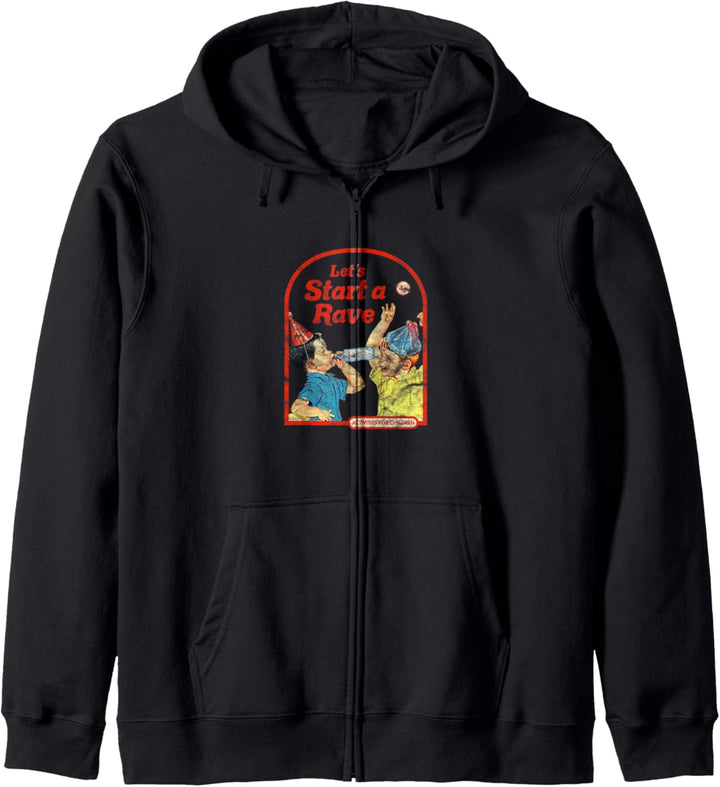 Lets Start a Rave Vintage Childgame Dark Humor Art Techno Kapuzenjacke
