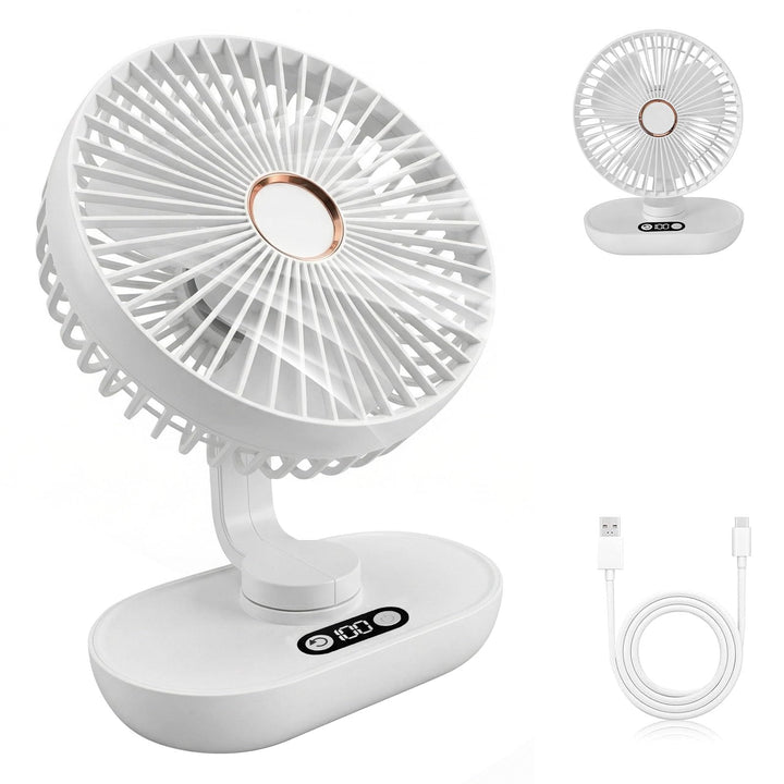 Mini Ventilator Oszillierend Ultra Leise,4000mAh Akku Mini Tischventilator,5 Geschwindigkeiten USB T