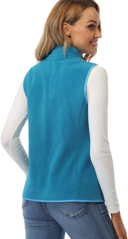 fuinloth Fleece Weste für Damen, Leicht Ärmellose Standkragen mit Reissverschlusstaschen XS Blauer S