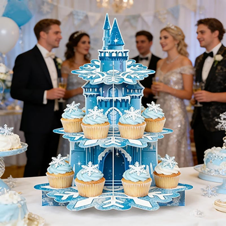 Drei Etagen Schneeflocken Thema Kuchen Regal Party Dekoration, Tasse Kuchen Regal Schneeflocken Dess
