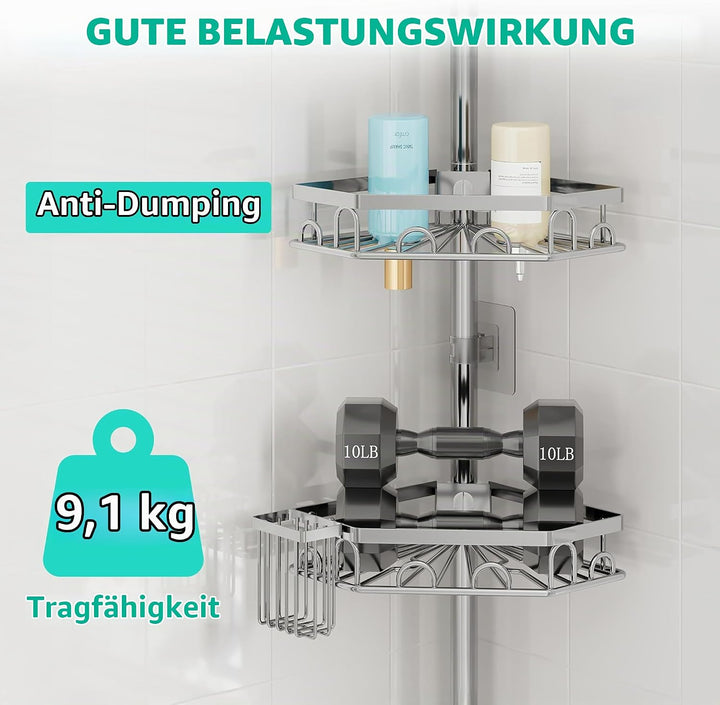 HapiRm Teleskopstange Duscheckregal Teleskop - Teleskopregal, 70-276cm Silber Teleskop, Silber Teles