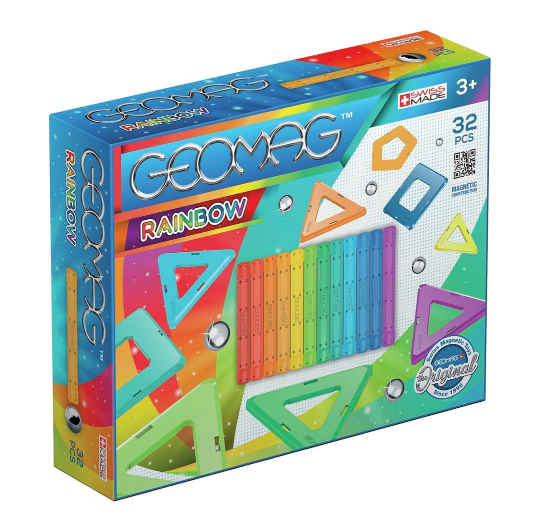 GEOMAG - CLASSIC RAINBOW - 32 Stück - Magnetische Bausteine für Kinder ab 3 Jahren - Hergestellt in