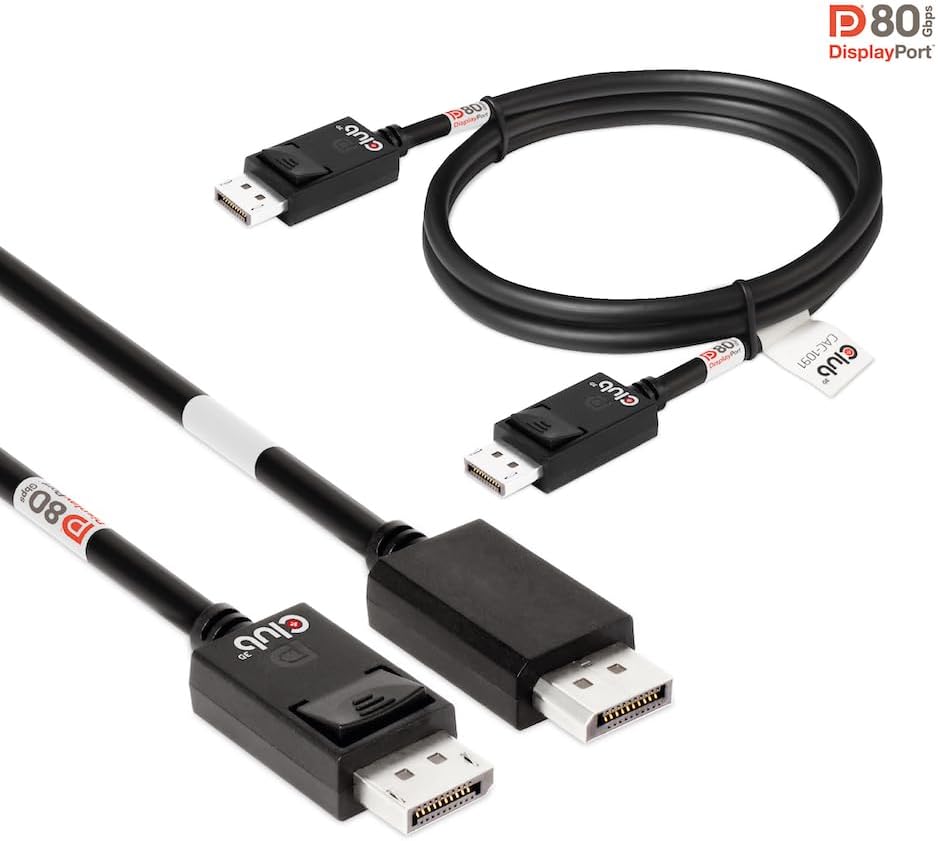 Club3D CAC-1091 DisplayPort™ 2.1 Bi-Direktionales VESA DP80 zertifiziertes Kabel 4K120Hz, 8K60Hz ode