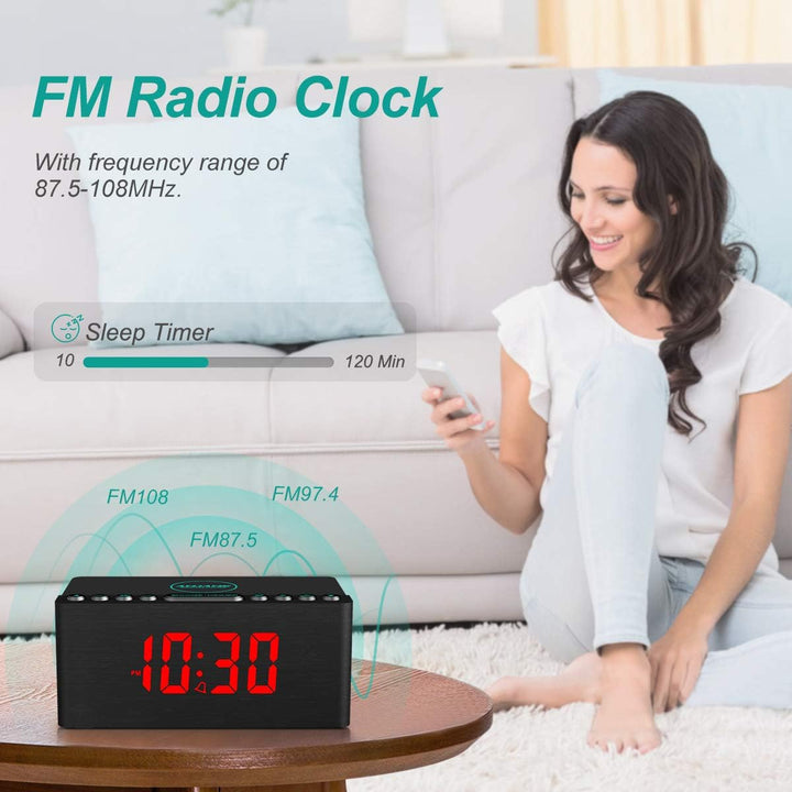 ANJANK Radiowecker Digital mit USB-Ladegerät,Lauter Wecker mit Lautsprecher,Digitaler wecker mit FM-