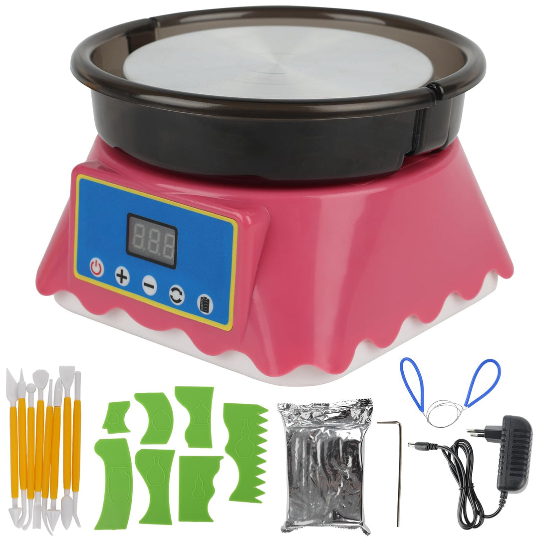 Mini-Töpferscheiben-Set, Mini Töpfermaschine mit Bildhauerwerkzeugen, Couleeur 200RPM Einstellbare G