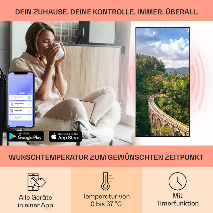 Klarstein Infrarotheizung mit Thermostat, 700W Elektroheizung, Smart Home Bild-Infrarotheizung zur W