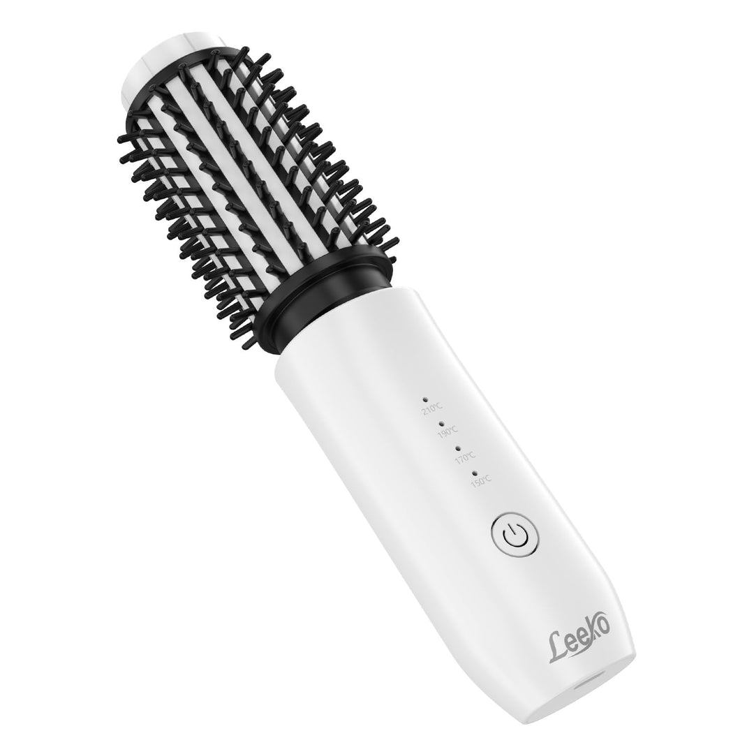 Leeko Kabellose beheizte Lockenbürste, 3 in 1 Heisse Haarbürste 40mm, tragbarer beheizter Lockenstab