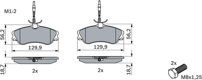 Bosch BP204 Bremsbeläge - Vorderachse - ECE-R90 Zertifizierung - vier Bremsbeläge pro Set