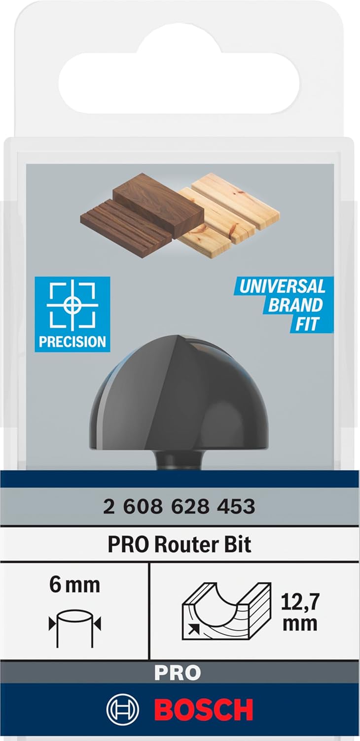 Bosch 1x PRO Hohlkehlfräser (für Weichholz, Hartholz, Ø 25,4 mm, Professional Zubehör Handfräse, Kan