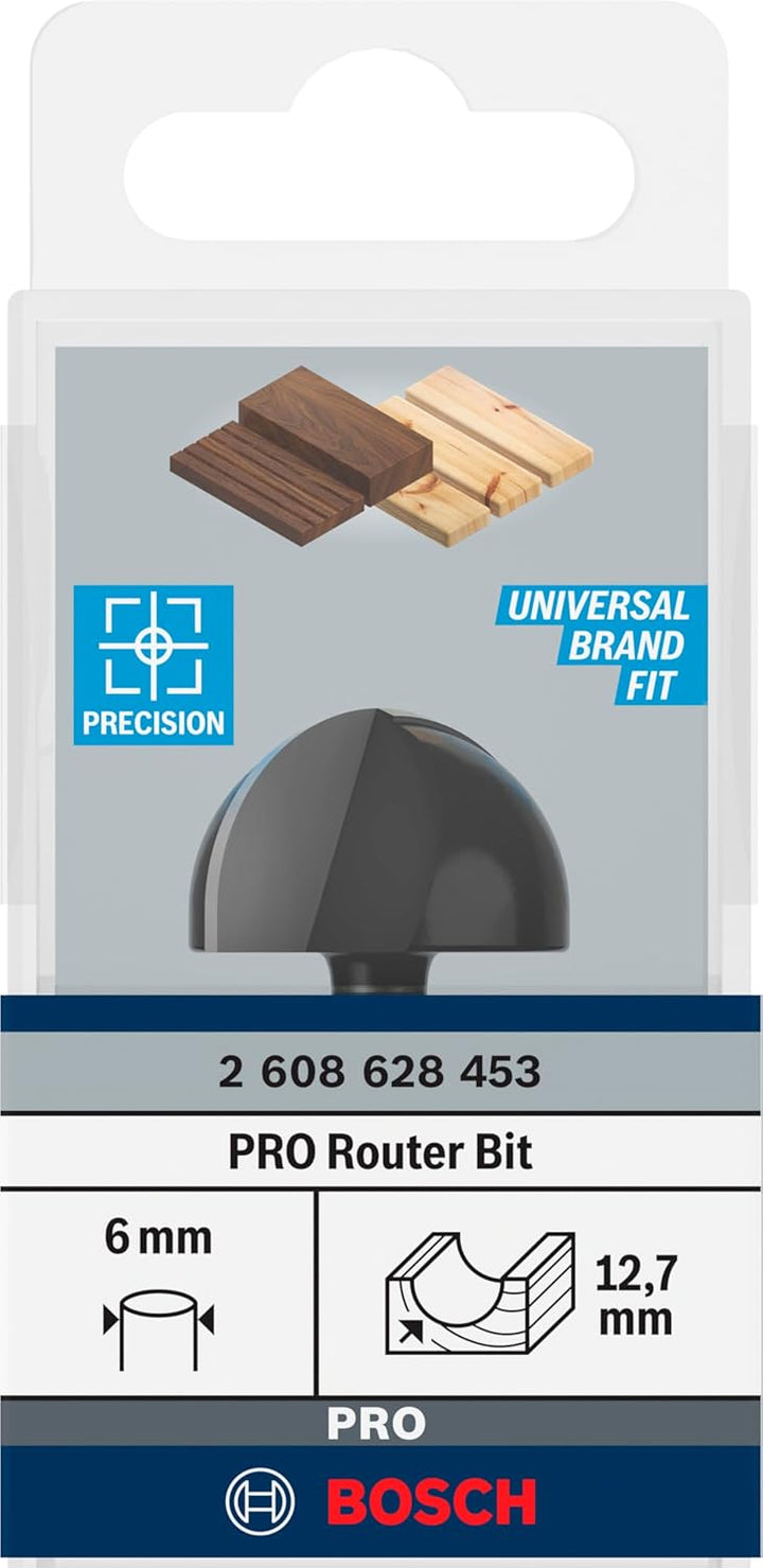 Bosch 1x PRO Hohlkehlfräser (für Weichholz, Hartholz, Ø 25,4 mm, Professional Zubehör Handfräse, Kan