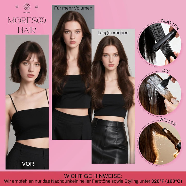Moresoo Tape in Extensions Echthaar Braun Unsichtbare Tape Extensions Dunkelbraun bis Hellbraun mit