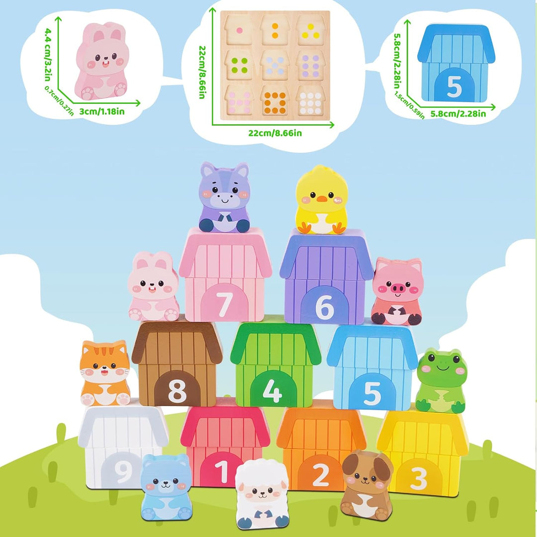 KMTJT Montessori Holzspielzeug ab 1 Jahr – Bauernhof Tier-Puzzle &amp; Sortierspiel mit Zahlen, Pädagogi