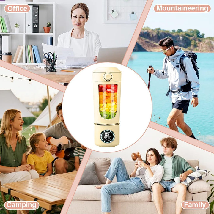 Tragbarer Mixer, Mini-Standmixer, kleiner Entsafter, Smoothie-Maker mit Silikon Strohhalm, USB Wiede
