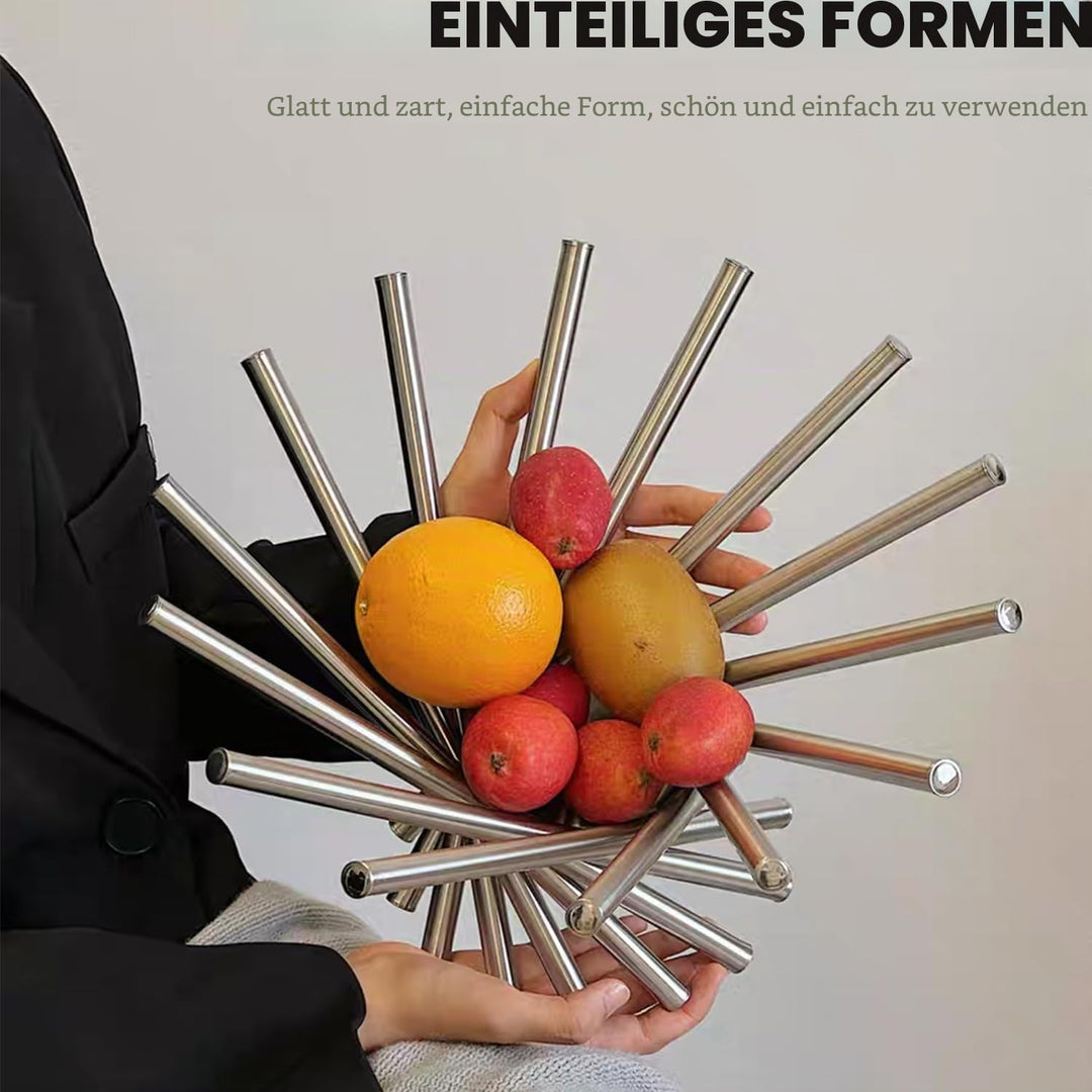 Obstschale für Küchentheke, Grosser Obstkorb, moderner Obsthalter für Tisch, Edelstahl, Obstständer,