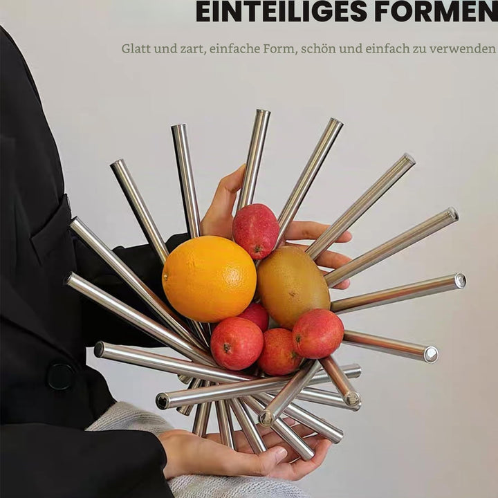 Obstschale für Küchentheke, Grosser Obstkorb, moderner Obsthalter für Tisch, Edelstahl, Obstständer,