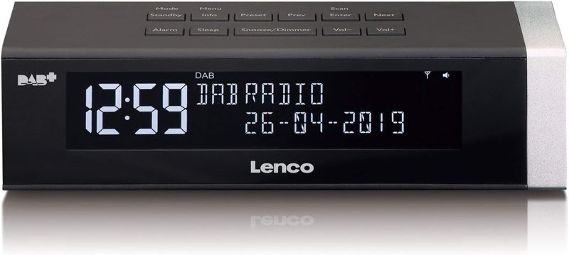 Lenco CR-630 DAB+ Radiowecker - Uhrenradio mit DAB+ und FM - 20 Senderspeicher - Schlummerfunktion -