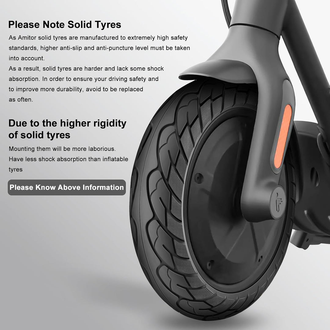 Amitor 10x2.125 Reifen Vollgummi, 10 Zoll Vollgummireifen Scooter mit Antirutsch und Abriebfeste, 10
