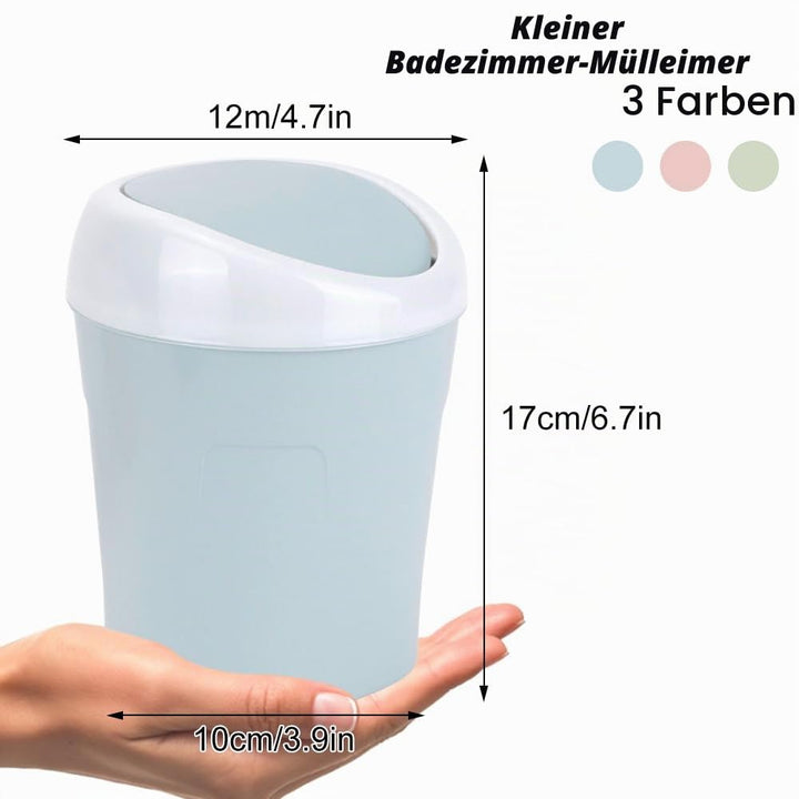 4 Stücke Mülleimer Klein mit Deckel, Mini Tischmülleimer mit Schwingdeckel und 8 Rollen Müllsäcke, B