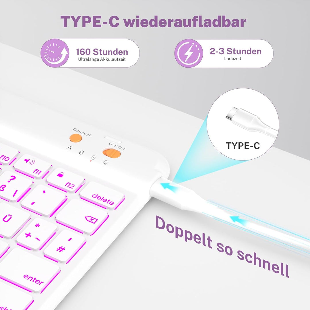 OYEEICE Hülle mit Tastatur für iPad 9/8 /7 Generation 10,2 Zoll, Vergrösserte Anti-Falloff Tastenkap