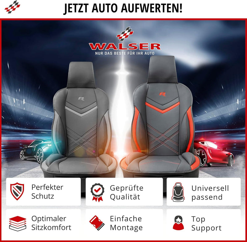 WALSER Sitzauflage Auto Rey, Sitzschoner Auto schwarz/grau, Universal Auto Sitzauflagen, Autositzauf