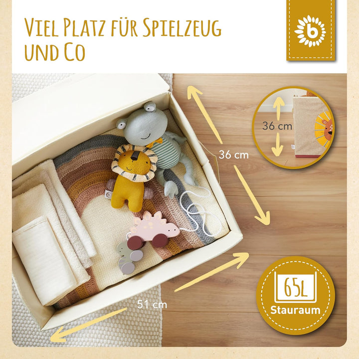 Bieco Aufbewahrungsbox Kinder Löwe | Spielzeugkiste mit Deckel | Lego Box Aufbewahrung Kinder | Aufb