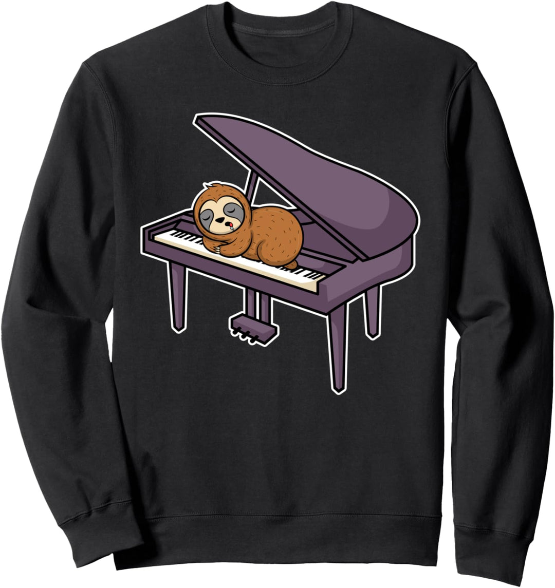 Pianist Klavierspieler Tier Flügel Piano I Schlafen Faultier Sweatshirt