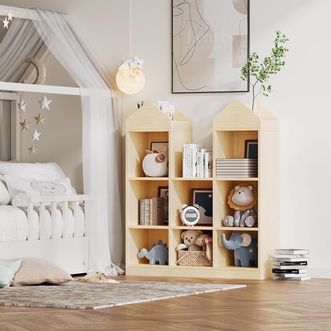 Garvee Bücherregal Kinder Schloss-Design mit Leseecke – Multifunktionales Holzregal mit Spielzeugreg