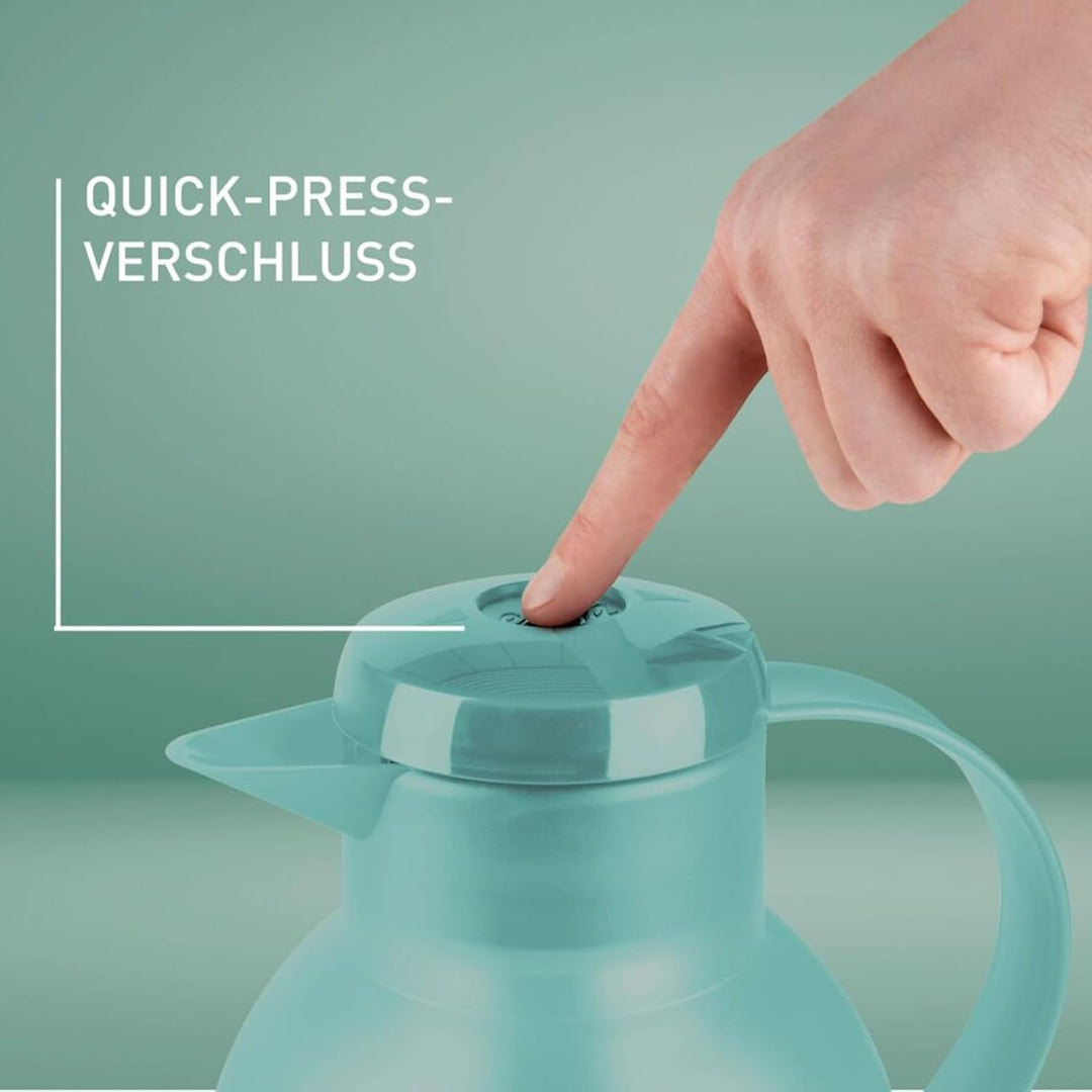 Emsa Samba Isolierkanne 505719 | 1 Liter | Quick Press Verschluss | 100% dicht | 12h heiss, 24h kalt