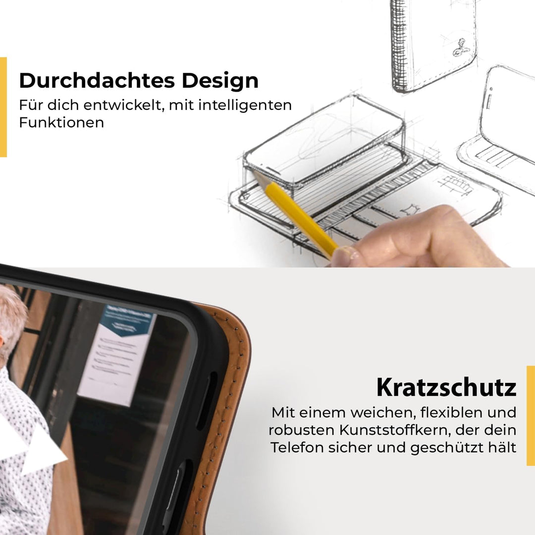 Snakehive Samsung Galaxy S22 Schutzhülle/Klapphülle echt Lederhülle mit Standfunktion, Handmade in E