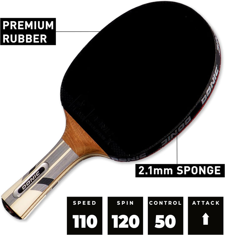 Donic-Schildkröt Tischtennisschläger Waldner 3000, ABP-Griff, 2,1 mm Schwamm, Carbonholz, Liga - ITT