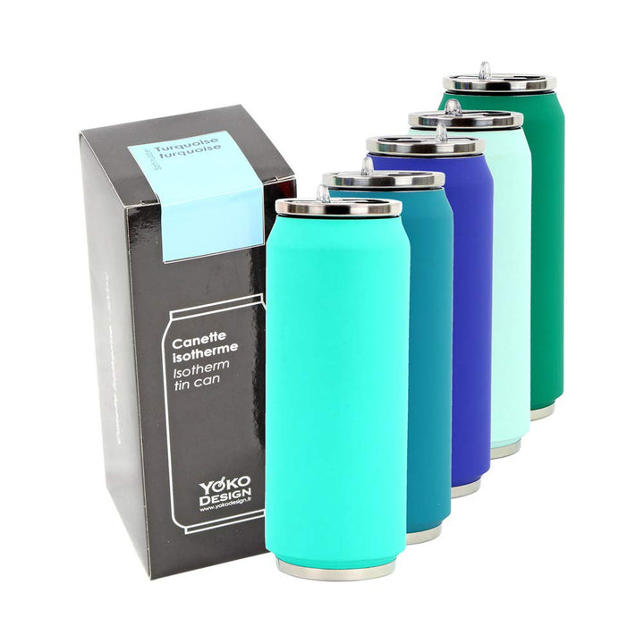 YOKO DESIGN Turquoise Isolierdose, Edelstahl, Soft Touch Türkis, 7 cm, Soft Touch Türkis
