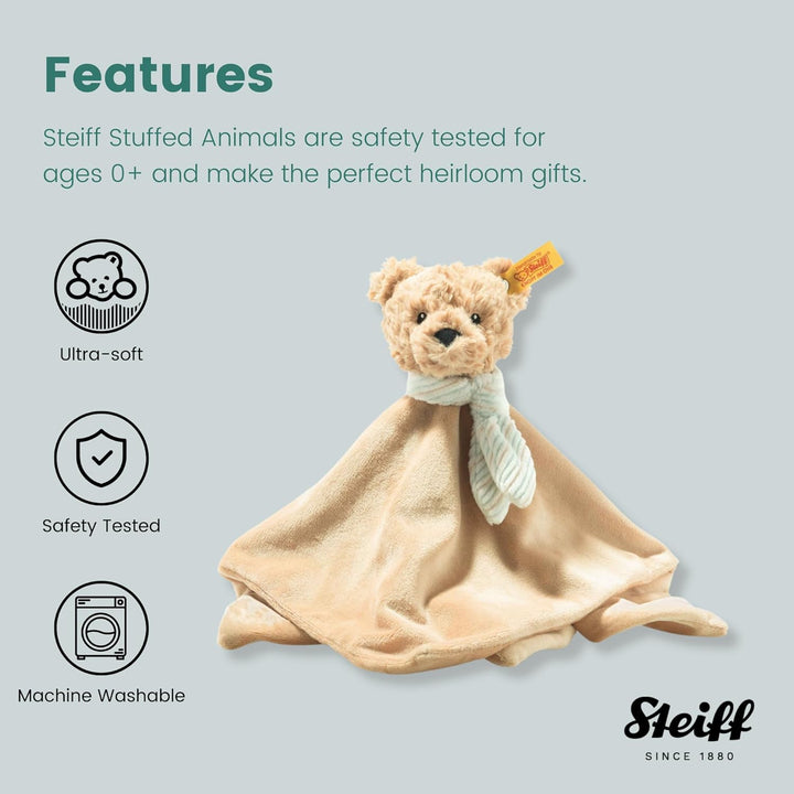 Steiff 242281 Soft Cuddly Friends Jimmy Teddybär Schmusetuch - 26 cm - Kuscheltier für Babys - beige