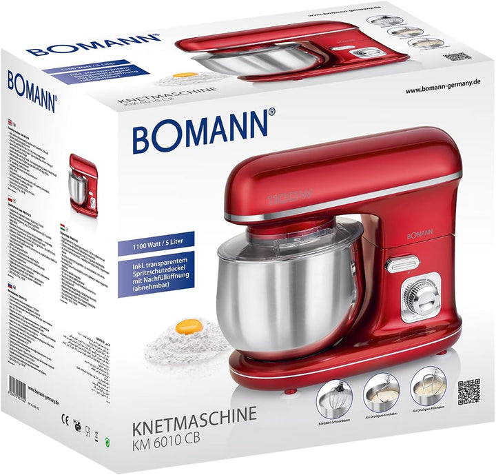 Bomann KM 6010 CB kraftvolle Knetmaschine inkl. transparentem Spritzschutzdeckel mit Nachfüllöffnung
