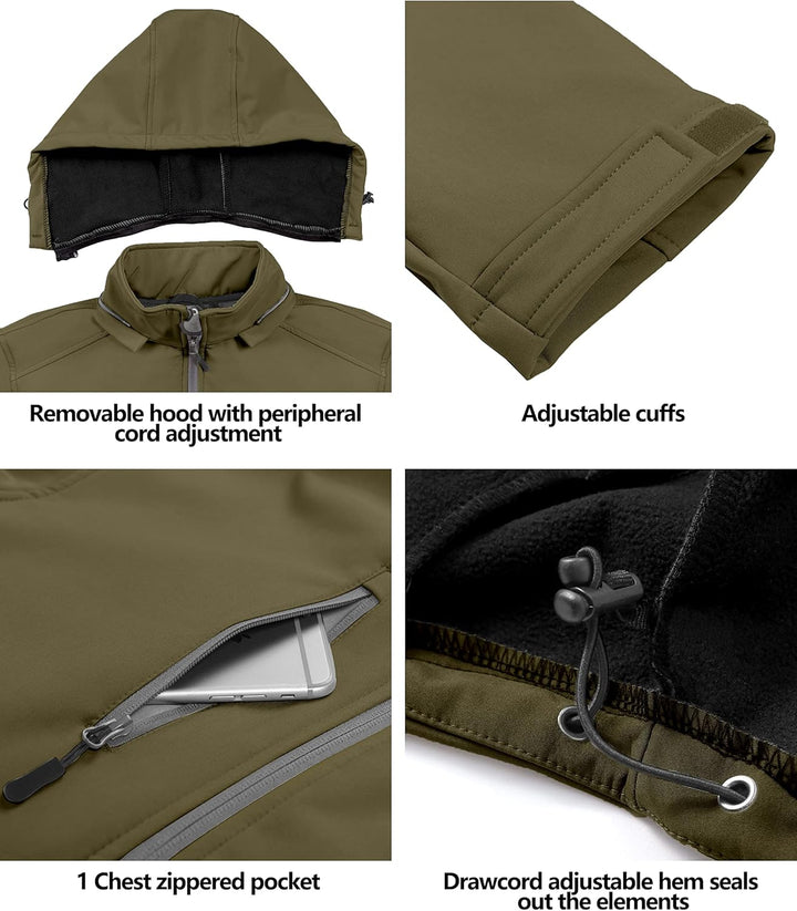 Little Donkey Andy Softshelljacke für Herren mit abnehmbarer Kapuze, Fleecefutter und Wasserabweisen