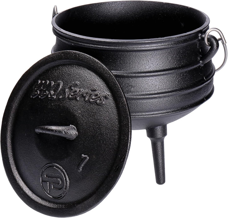 TP BBQ Potjie-Kessel, Südafrikanischer Feuer-Topf aus Gusseisen, Dutch-Oven mit Deckel und Füssen, D