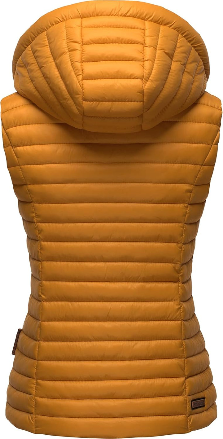 Navahoo Damen Übergangsjacke leichte Steppweste mit Abnehmbarer Kapuze Shadaa XS-3XL XS Gelb, XS Gel
