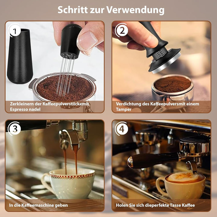 SANTUO Espresso Tamper 51mm, Druckregulierender Kaffee Tamper mit Skala, Edelstahl Siebträger Zubehö
