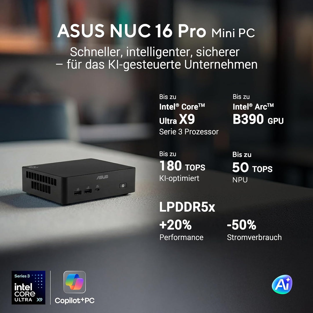 ASUS NUC 16 Pro RNUC16GDKX76C002 (Intel Core Ultra X7 358H,Intel Arc B390 Grafik, Intel WiFi 7, Blue