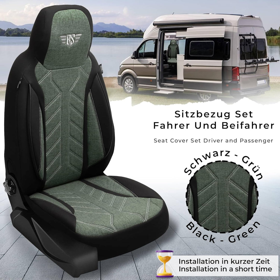 BREMER SITZBEZÜGE Wohnmobil Schonbezüge für FIAT Ducato Jumper Boxer PLKT213 PLKT213 - Schwarz/Olivg