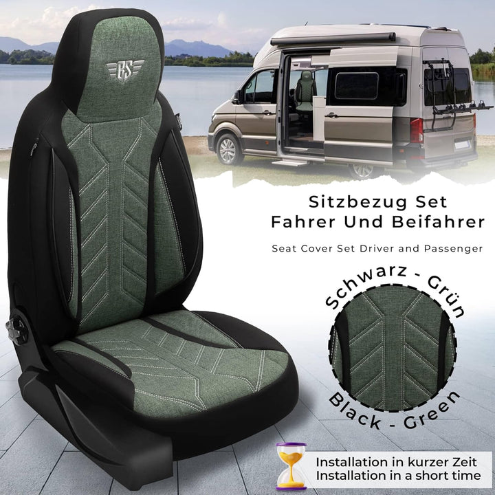 BREMER SITZBEZÜGE Wohnmobil Schonbezüge für FIAT Ducato Jumper Boxer PLKT213 PLKT213 - Schwarz/Olivg