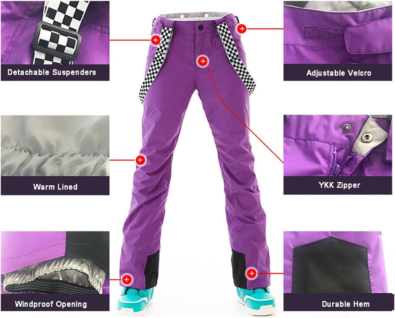 ALSOGO Damen Skijacke & Skihose Set Skianzug 2 teilig Schneeanzug 10.000mm Wassersäule Atmungsaktiv