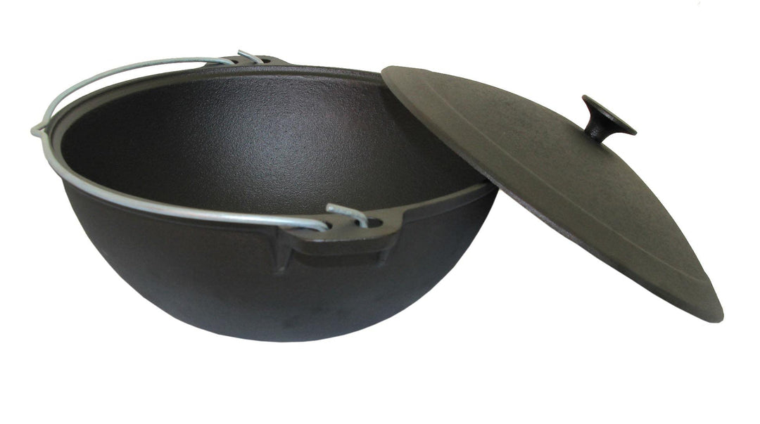 rukauf Emaillierter Kazan aus Gusseisen mit Deckel und Bügel 12 Liter Wok Kasan Asien Schmortopf Cam
