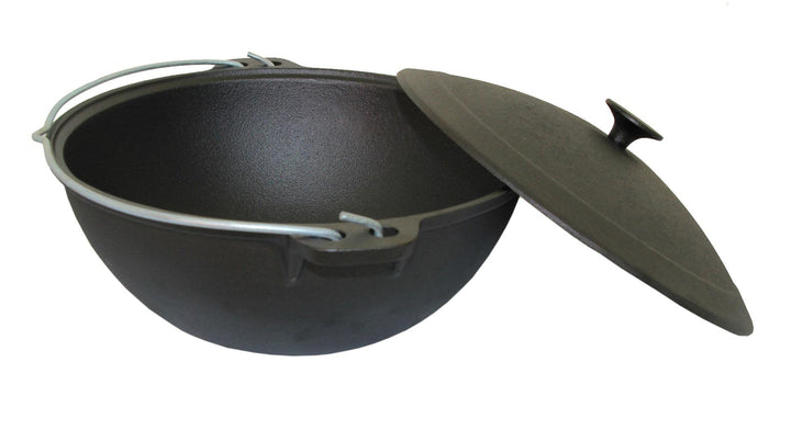 rukauf Emaillierter Kazan aus Gusseisen mit Deckel und Bügel 12 Liter Wok Kasan Asien Schmortopf Cam