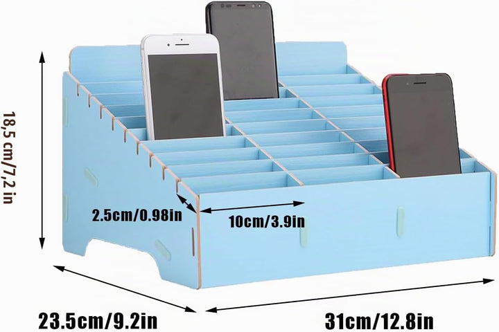 30 Gitter Handygarage Schule, Handy Hotel Aufbewahrungsbox Holz, Multi-Grid-Aufbewahrungsbox FüR Mob
