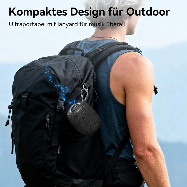 oraolo Bluetooth Lautsprecher mit 15W Audio, IPX7 Wasserdichter, 30 Stunden Abspielzeit, LED Beleuch