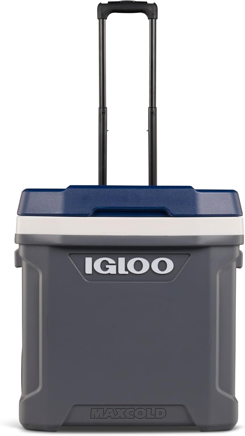IGLOO Maxcold 62 Roller Kühlbox, 58 Liter, Grau - Grosse, Robuste Kühlbox für Camping, Arbeit, Freiz